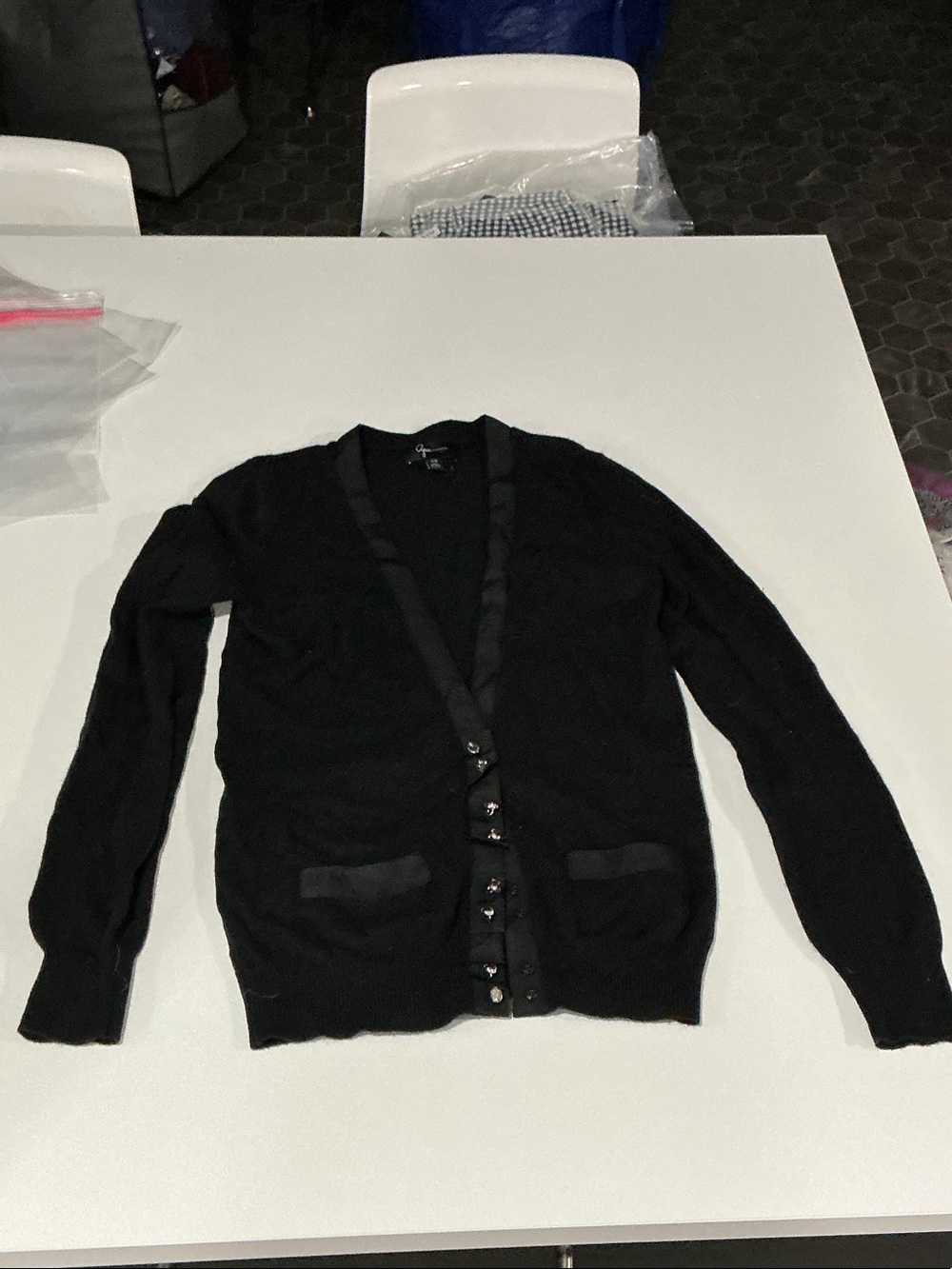 Black Women's V-Neck Button Cardigan Sweater